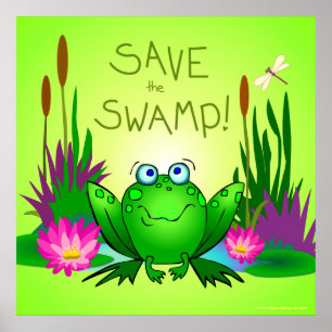 Poster Salve o Pântano Twitchy o Sapo Libélulas Verde