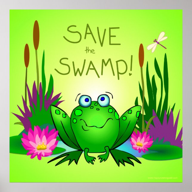Poster Salve o Pântano Twitchy o Sapo Libélulas Verde (Frente)