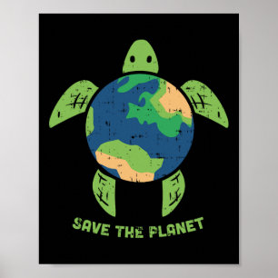 Poster Salve O Planeta Dia Da Terra Meio Ambiente Tartaru