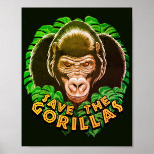 Poster Salve Os Gorilas - Cota De Consciência De Conserv