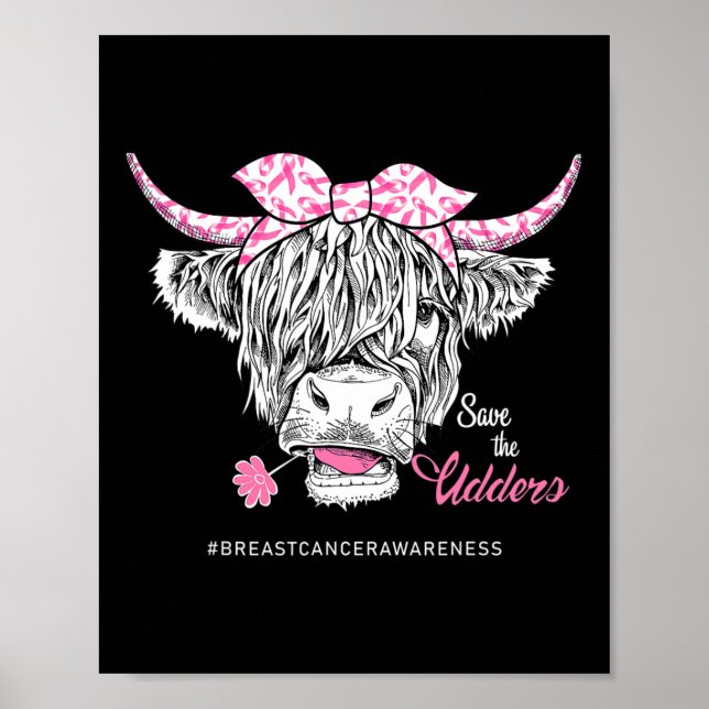 Poster Salve Os Udders Obtenha Consciência Do Cancer Da V (Frente)