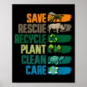 Poster Salve resgate recicle planta limpa cuida dia da te