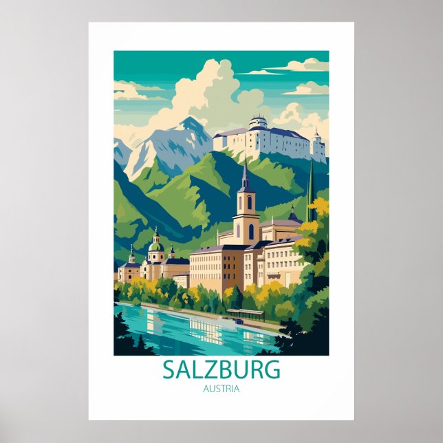 Poster Salzburg Austria Famosos Locais de Viagem (Frente)
