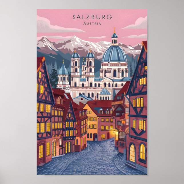 Poster Salzburg Austria Famous Viagem Place (Frente)