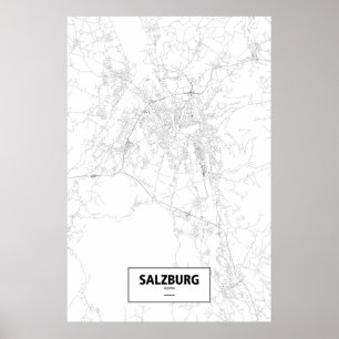 Pôster Salzburg, Áustria (preto no branco)