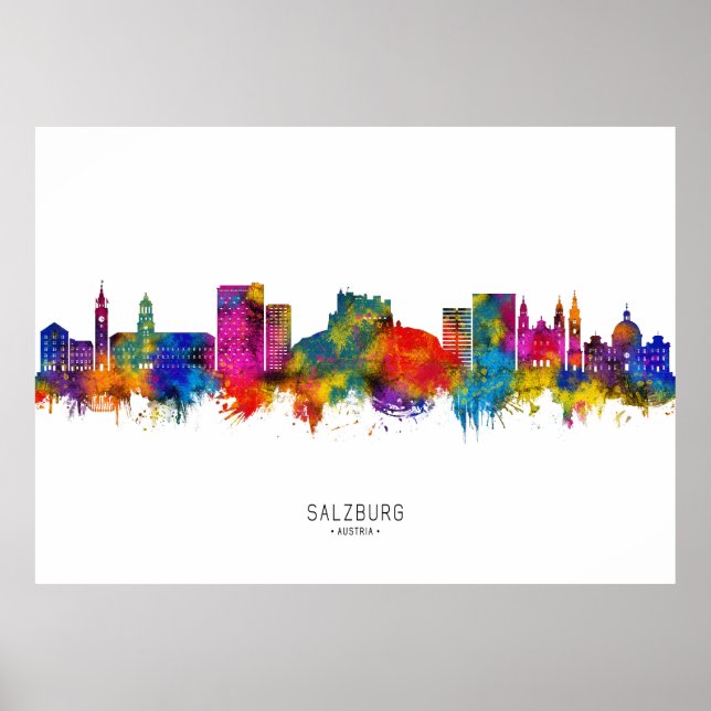 Poster Salzburg Áustria Skyline (Frente)