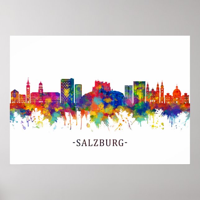 Poster Salzburg Áustria Skyline (Frente)