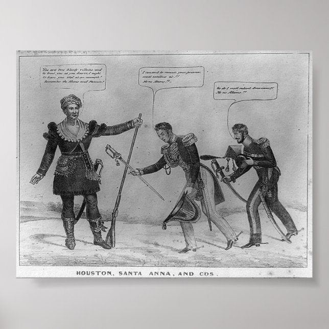 Poster Sam Houston, Papais noeis Anna, e Cos, 1836 (Frente)