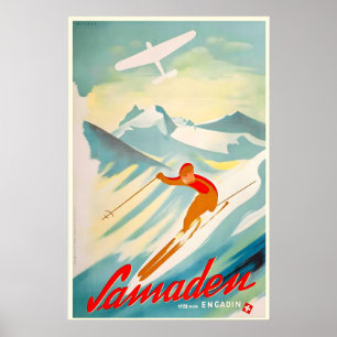 Poster Samaden Suíça Suíça Alpes Suíços Antigo