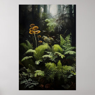 Poster Samambaia e Cogumelos da Floresta Profunda, Flores