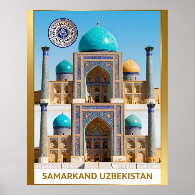 Poster Samarcanda Registan Uzbequistão Viagem (Frente)