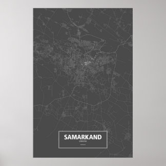 Poster Samarcanda, Uzbequistão (branco no preto)