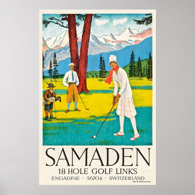 Poster Samedan Switzerland Engadine Golf Club Vintage (Frente)