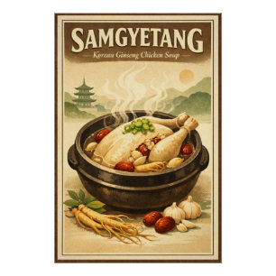 Pôster Samgyetang, frango com ginseng tradicional coreano
