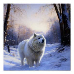 Pôster Samoyed Deixe Nevar Natal