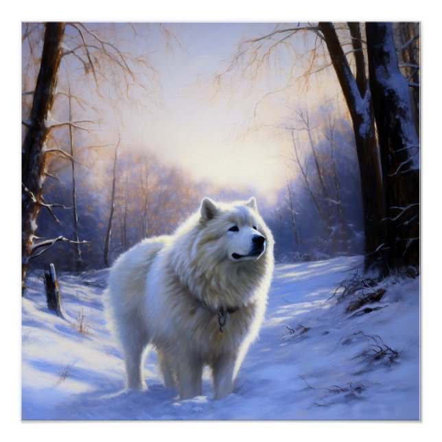 Pôster Samoyed Deixe Nevar Natal (Frente)