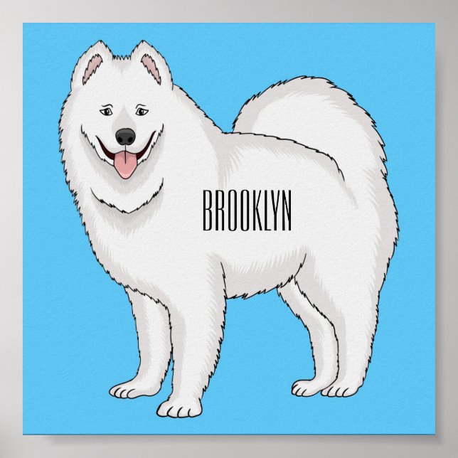 Poster Samoyed dog cartoon illustration  (Frente)