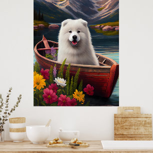 Poster Samoyed em um Paddle: Uma Aventura Cênica