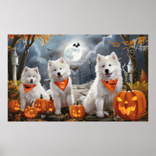 Poster Samoyed Halloween Spooky