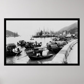 Poster Sampanos em Hong Kong 1906