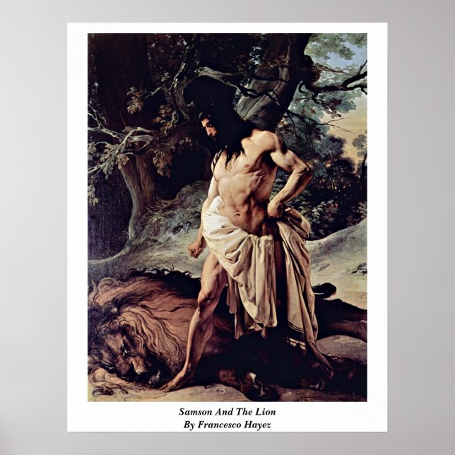 Pôster Samson E O Leão De Francesco Hayez (Frente)