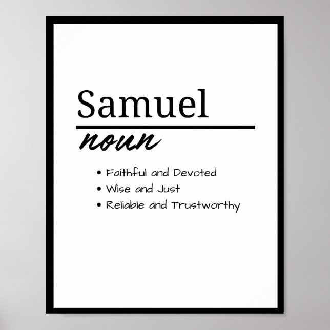 Poster Samuel, Definição de Nome Personalizado de Menino (Frente)