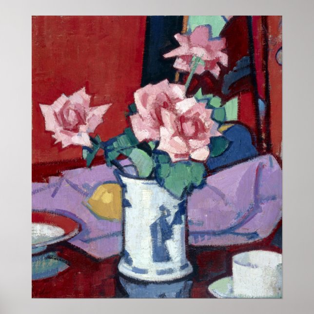Poster Samuel John Peploe Rosas Rosa, Vaso Chinês (Frente)