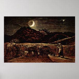Pôster Samuel Palmer - campo de milho no luar
