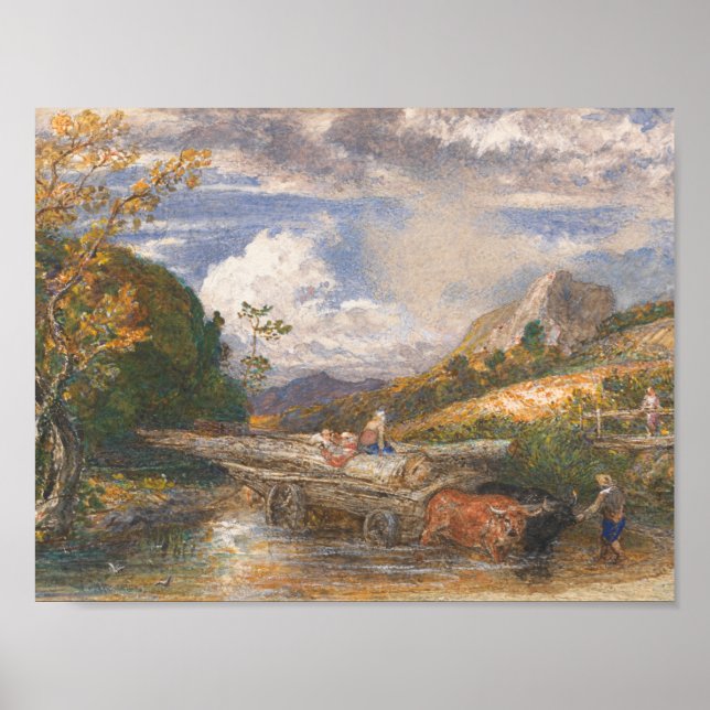 Poster Samuel Palmer - Vagão de madeira atravessando uma  (Frente)