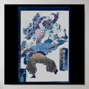 Pôster Samurai atacado por Tengu, cerca de 1883