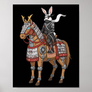 Poster Samurai Bunny Ninja Rabbit Cyber Cavalo Arte Japon