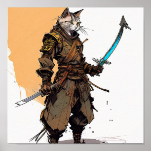 Poster Samurai Cat
