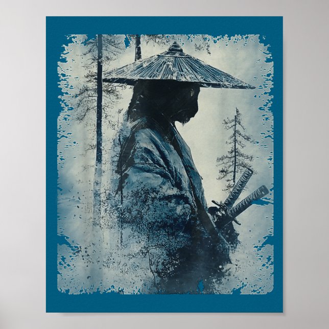 Poster Samurai Cat Japanese Art Anime Men Women Kids Grap (Frente)