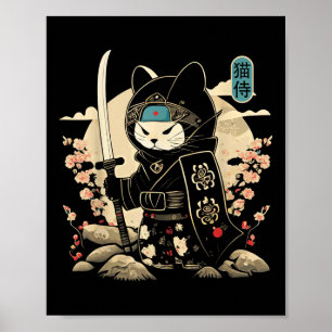 Poster Samurai Cat Tattoo Kawaii Ninja Cat _1