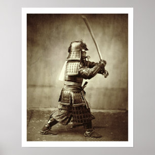 Pôster Samurai com espada aumentada, c.1860 (impressão d