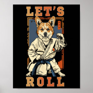 Poster Samurai Corgi Em Jiu Jitsu Gi Bjj Life Brasil K