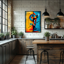 Poster Samurai Cósmico – Parede Geométrica Abstrata Moder
