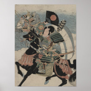 Poster Samurai em Horseback no início dos anos 1800