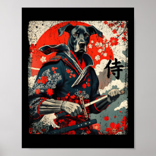 Poster Samurai Great Dane Tattoo Kawaii Ukiyo-e