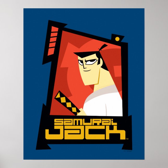 Poster Samurai Jack Sorria Gráfico de Quadro Futurístico (Frente)