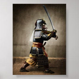Poster Samurai japonês em Armor com Katana