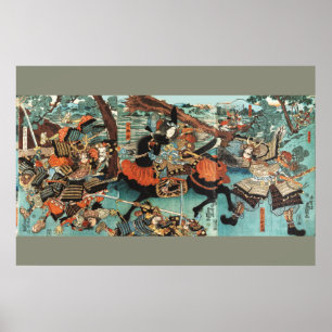 POSTER SAMURAI MULHER TOMOE GOZEN A CAVALO NA BATALHA