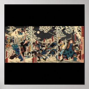 Pôster Samurai na guerra na neve cerca de 1800's