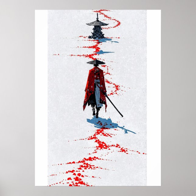 Poster Samurai no Red Robe em Branco (Frente)