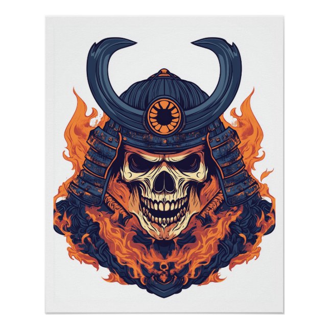 Pôster Samurai Oni Skull (Frente)