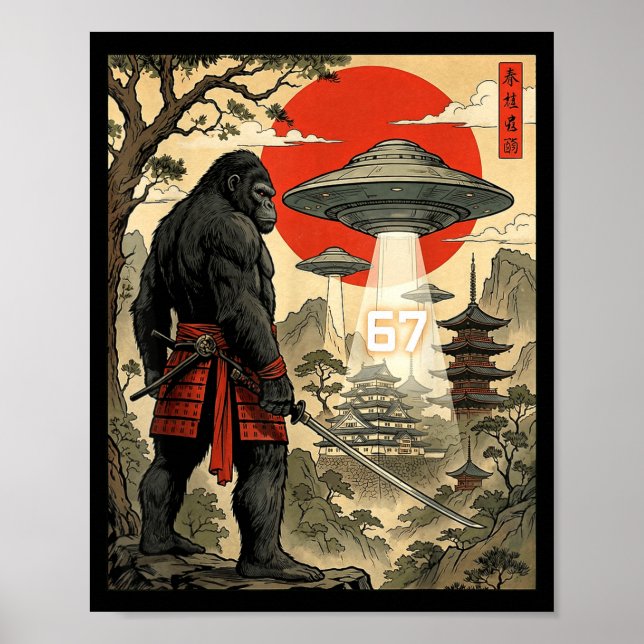 Poster Samurai Pé Grande 67 Seis Sete Meme Japonês Antigo (Frente)
