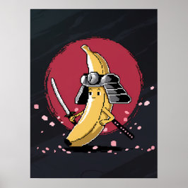 Poster Samurai Pixel e Banana Trabalho de arte