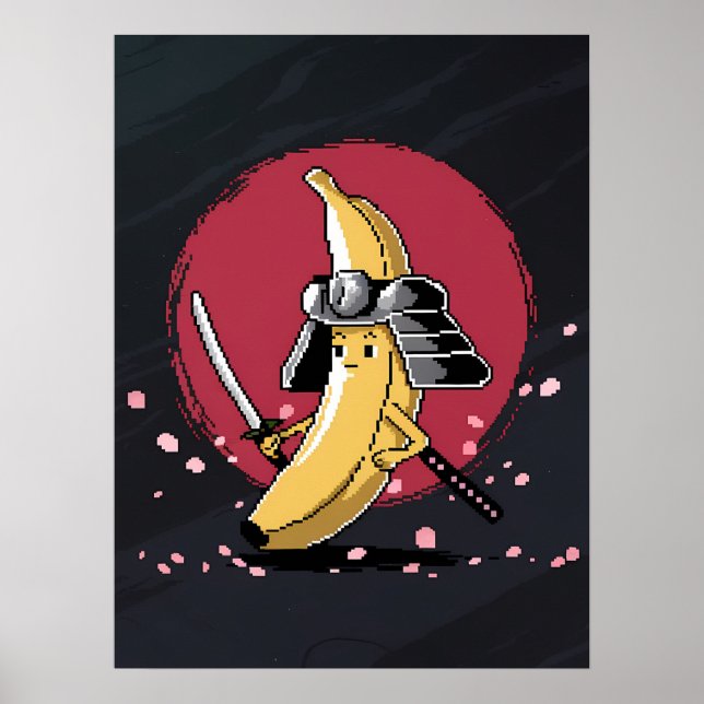Poster Samurai Pixel e Banana Trabalho de arte (Frente)