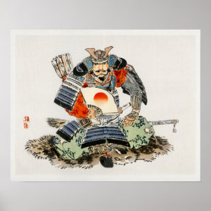 Poster Samurai por Kōno Bairei (1844-1895)