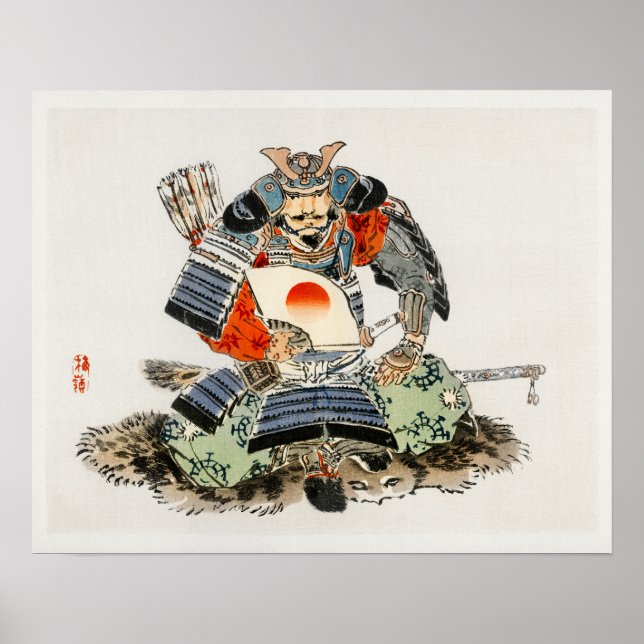 Poster Samurai por Kōno Bairei (1844-1895) (Frente)